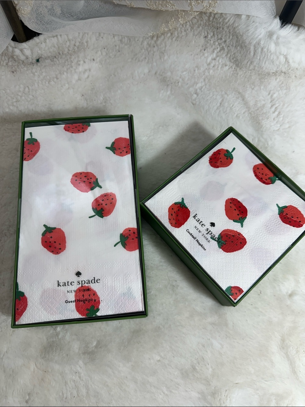 Kate spade strawberry guest napkins and cocktail napkins set